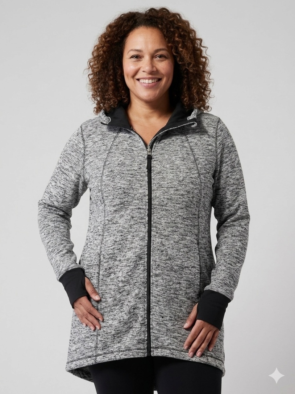 Calvin Klein Performance Gray Marled Zip-Front Hooded Jacket